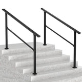 HOMEIBRO 36 in. H x 68 in. W Black Wrought Iron Stair Railing Kit Handrails for Outdoor Steps Fit 4 or 5 Steps (2-Pack)
