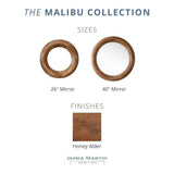 James Martin Vanities Malibu 40" Circular Wall Mirror in Honey Alder