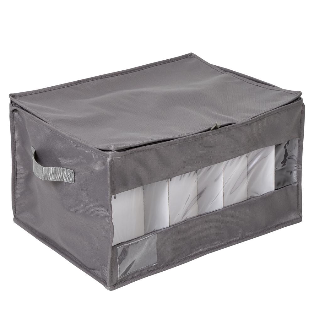 Honey-Can-Do Gray Polyester Stemware Storage Box