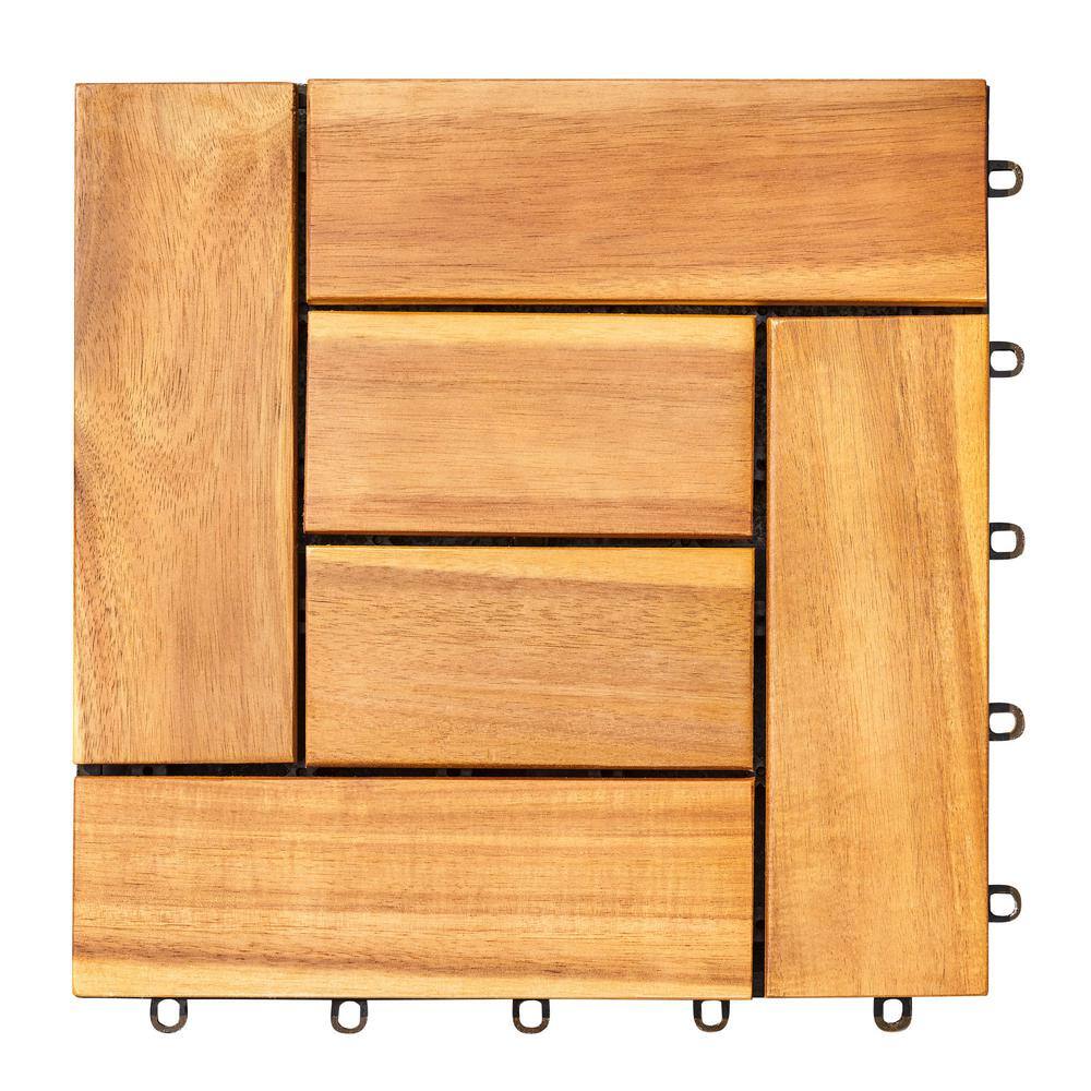 1 ft. W x 1 ft. L Eucalyptus Interlocking Wooden Deck Tile in Brown(Set of 10)