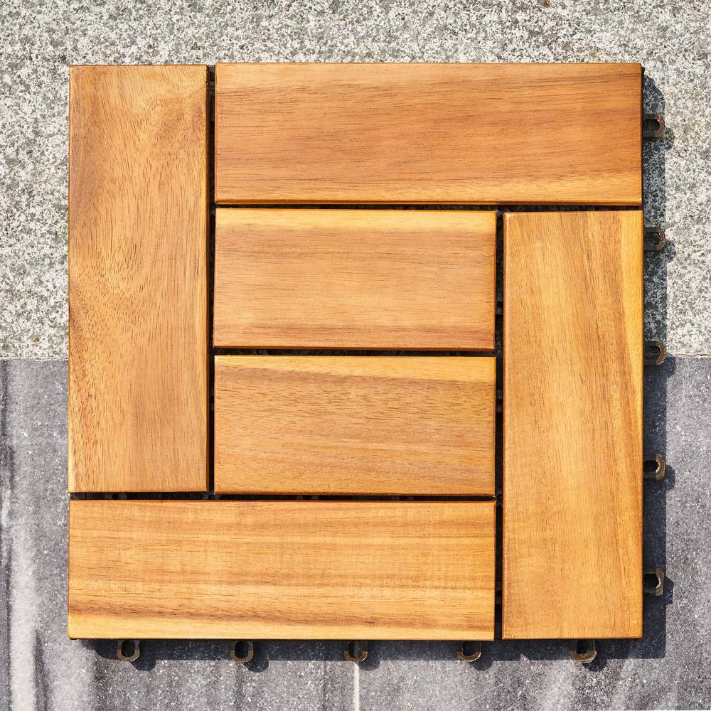 1 ft. W x 1 ft. L Eucalyptus Interlocking Wooden Deck Tile in Brown(Set of 10)