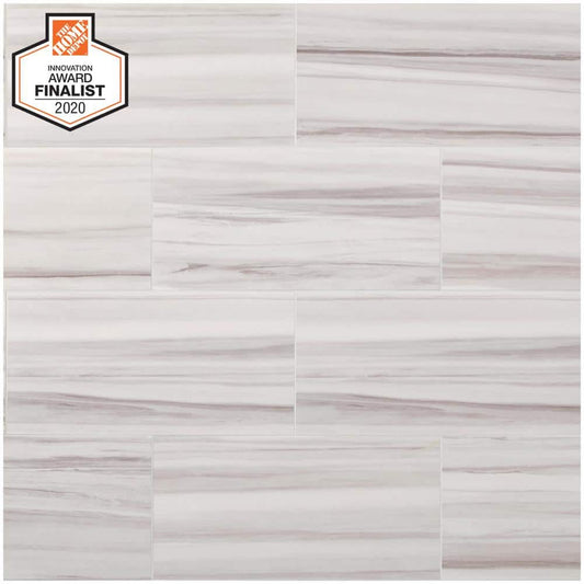 Daltile QuicTile 12 in. x 24 in. Horizon Marble Lappato Color Body Porcelain Locking Floor Tile (9.6 sq. ft. / case)