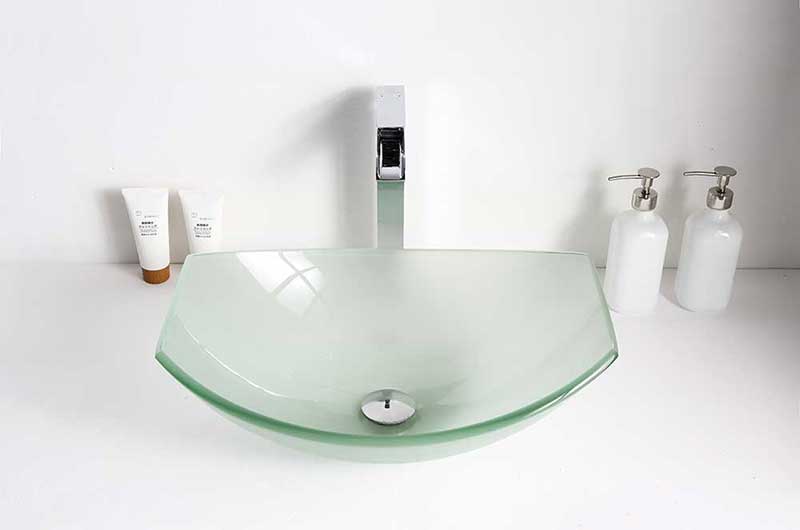 ANZZI Pendant Series Deco-Glass Vessel Sink, Lustrous Frosted, 19.7 x 14.6 x 6.75 in.