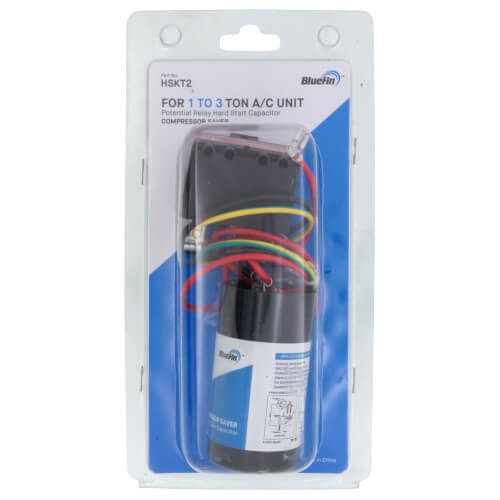 Bluefin HSKT2 capacitor - label view (Product Type: Starter; Application: Air Conditioners)