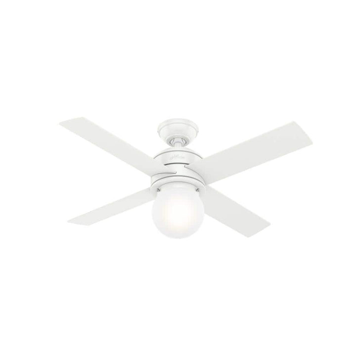 Hunter Hepburn LED 44-in Matte White Indoor Ceiling Fan with Light and Wall Control (4-Blade)