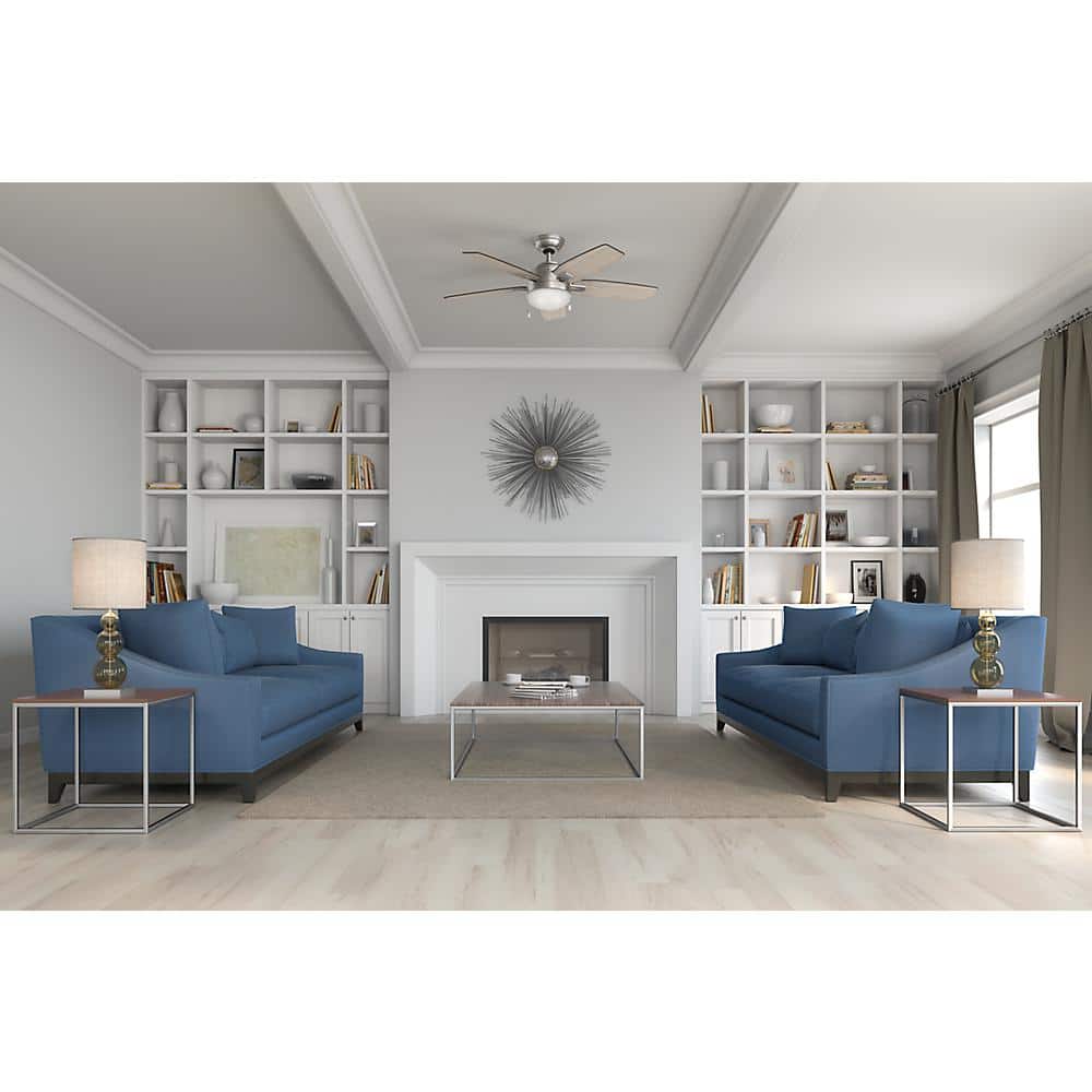 Hunter Antero 46 in. LED Indoor Brushed Nickel Ceiling Fan with Light