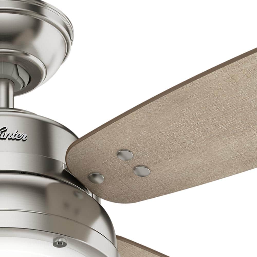 Hunter Wingate 52-in Brushed Nickel LED Indoor Ceiling Fan with Remote, Light Kit, and Reversible 4-Blade
