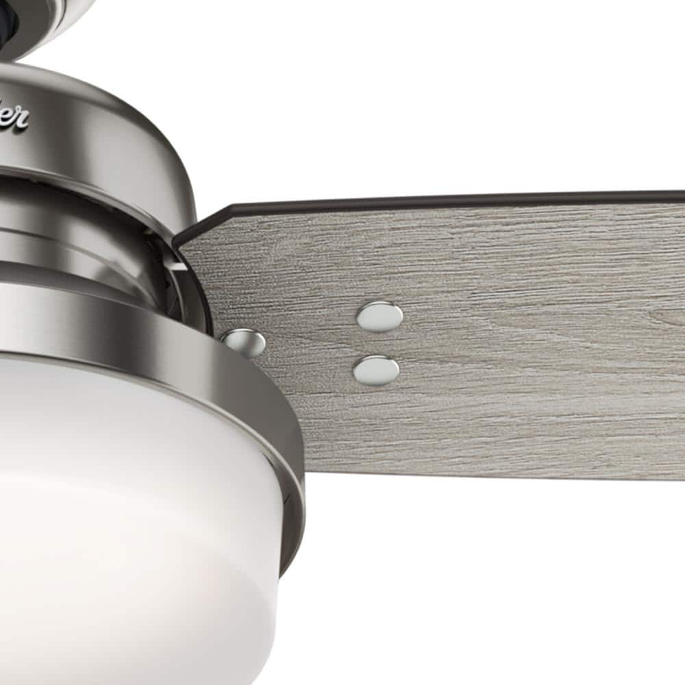 Hunter Sentinel 60-in Brushed Nickel LED Indoor Ceiling Fan with Remote, Integrated Light, 3 Reversible Blades