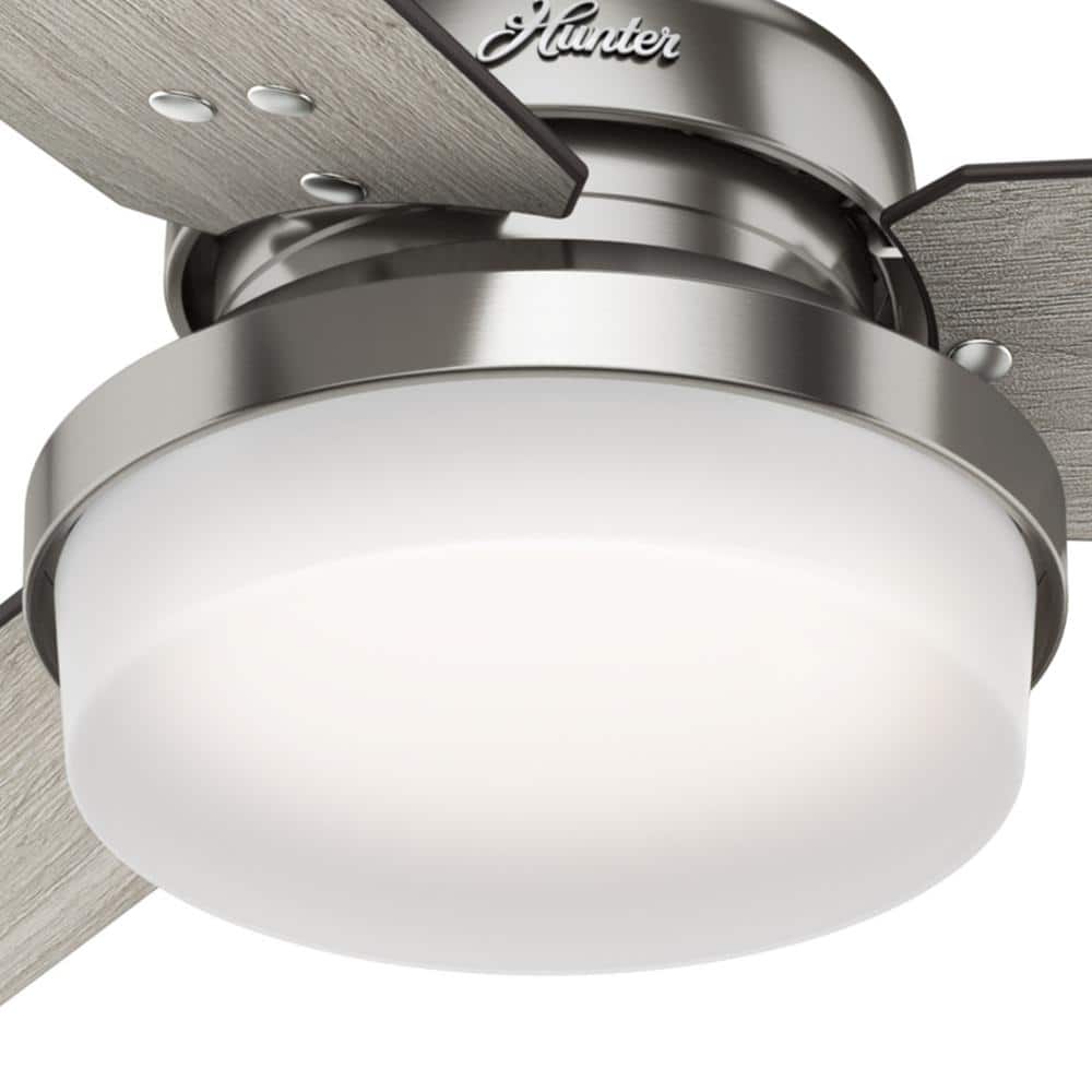 Hunter Sentinel 60-in Brushed Nickel LED Indoor Ceiling Fan with Remote, Integrated Light, 3 Reversible Blades