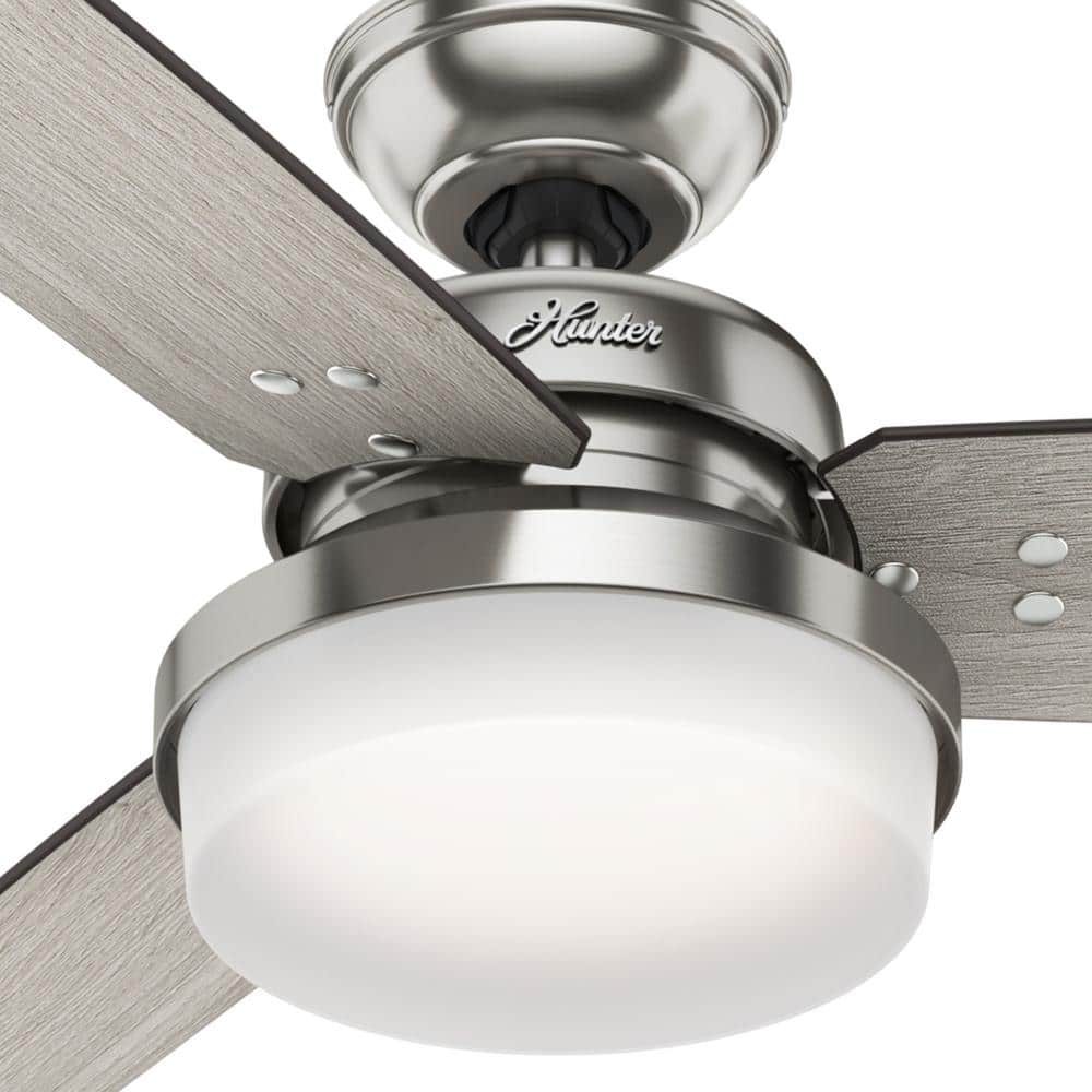 Hunter Sentinel 60-in Brushed Nickel LED Indoor Ceiling Fan with Remote, Integrated Light, 3 Reversible Blades