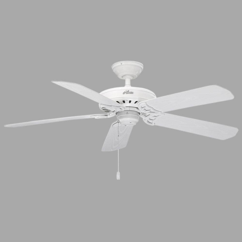 Hunter Bridgeport 52-in White Indoor/Outdoor Ceiling Fan, 5-Blade