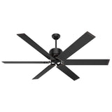 Hunter HFC Industrial 72-in Matte Black Indoor/Outdoor Ceiling Fan with Wall-Mounted Remote, Damp Rated (6-Blade)