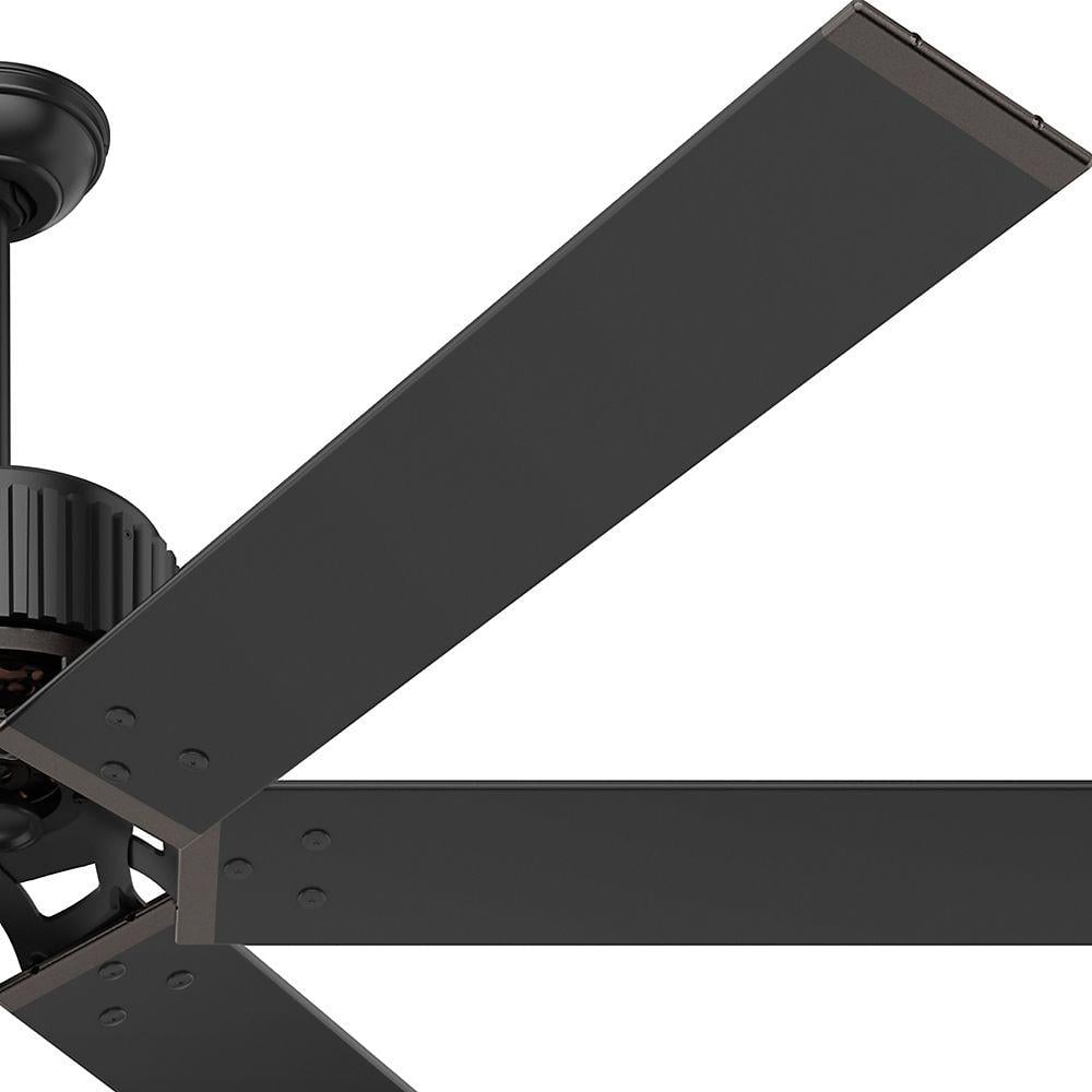 Hunter HFC Industrial 72-in Matte Black Indoor/Outdoor Ceiling Fan with Wall-Mounted Remote, Damp Rated (6-Blade)