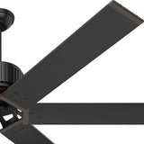 Hunter HFC Industrial 72-in Matte Black Indoor/Outdoor Ceiling Fan with Wall-Mounted Remote, Damp Rated (6-Blade)