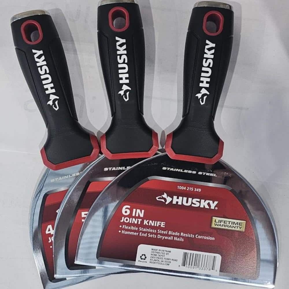 Husky 14 in. Stainless Steel Taping Knife with Soft Grip Handle