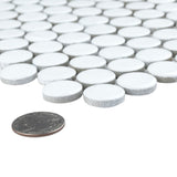 Merola Tile Hudson Penny Round Glossy White 12 in. x 12-5/8 in. x 5 mm Porcelain Mosaic Tile (10.74 sq. ft. / case)