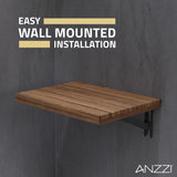 ANZZI Goreme 24 in. Wall Mounted Teak Shower Seat, ADA Compliant, 350 lb Capacity