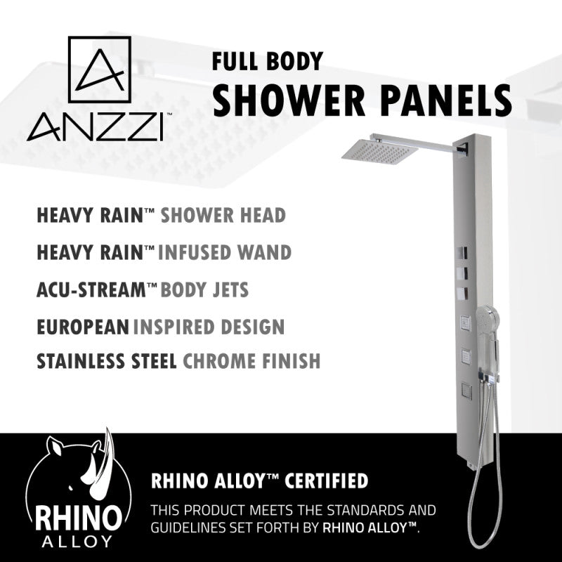 ANZZI Lann Series Polished Chrome 3-Spray Shower Panel System (Valve Included)