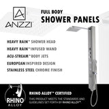 ANZZI Lann Series Polished Chrome 3-Spray Shower Panel System (Valve Included)