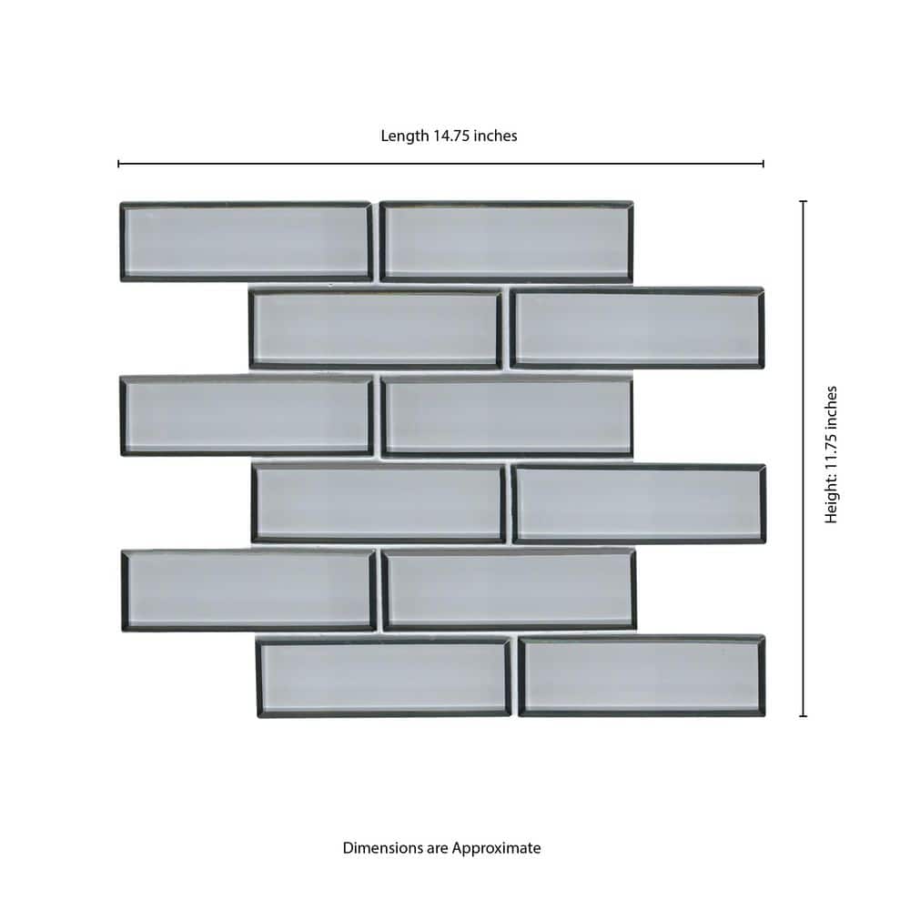 MSI Ice Bevel Subway 11.73 in. x 11.73 in. x 8 mm Glass Blend Mesh-Mounted Mosaic Tile (9.6 sq. ft. / Case)