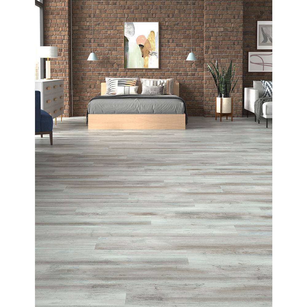 DuraDecor Weekend Warrior Iced Barnwood 3 MIL x 6-in W x 36-in L Peel & Stick Water Resistant Luxury Vinyl Flooring (21 sf/case)