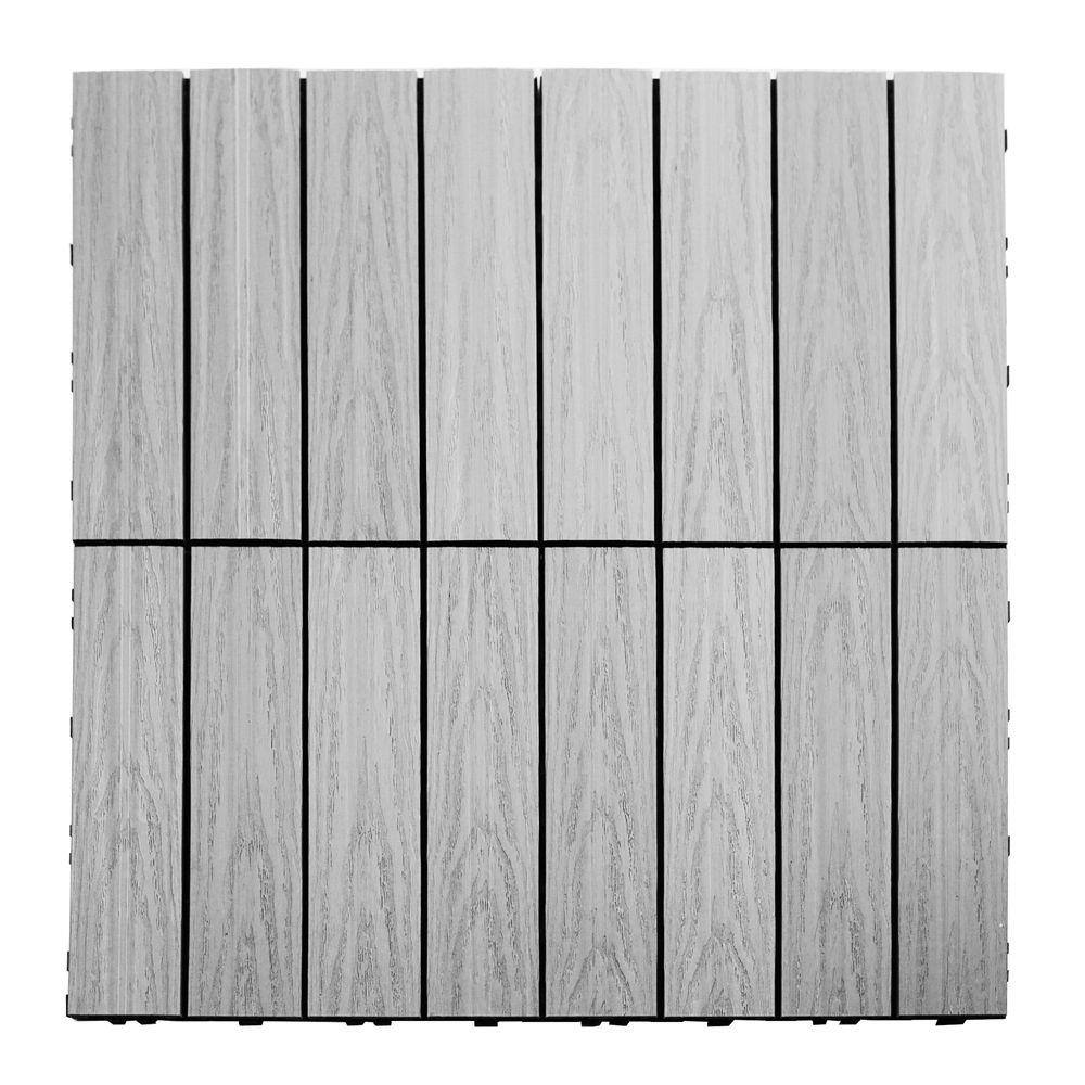 NewTechWood UltraShield Naturale 1 ft. x 1 ft. Quick Deck Outdoor Composite Deck Tile Sample in Icelandic Smoke White