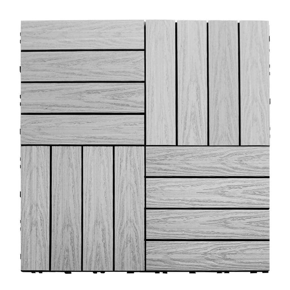 NewTechWood UltraShield Naturale 1 ft. x 1 ft. Quick Deck Outdoor Composite Deck Tile Sample in Icelandic Smoke White