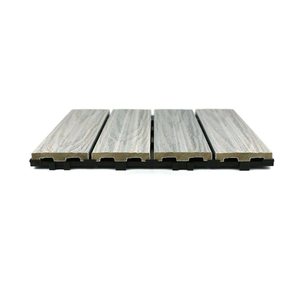 NewTechWood UltraShield Naturale 1 ft. x 1 ft. Quick Deck Outdoor Composite Deck Tile Sample in Icelandic Smoke White