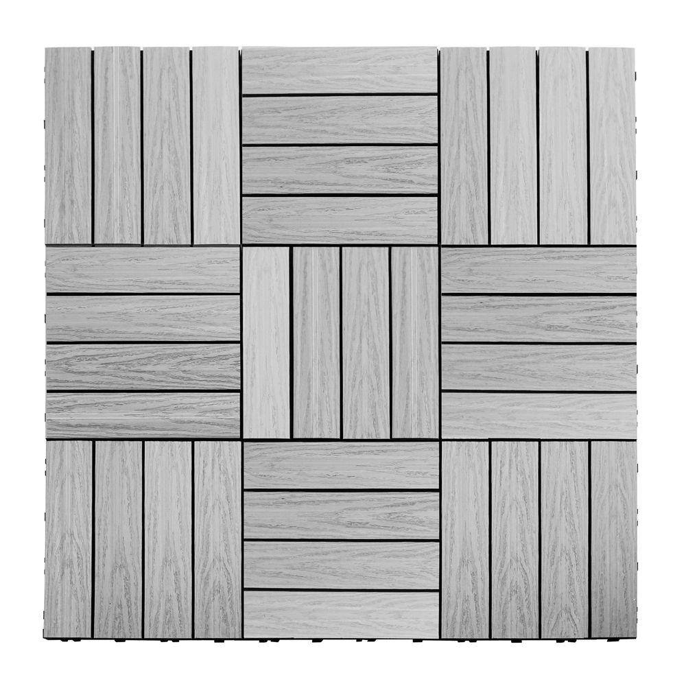NewTechWood UltraShield Naturale 1 ft. x 1 ft. Quick Deck Outdoor Composite Deck Tile Sample in Icelandic Smoke White