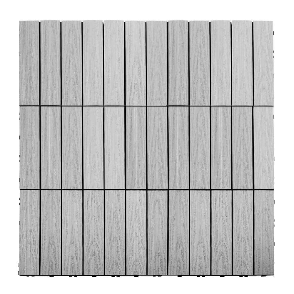 NewTechWood UltraShield Naturale 1 ft. x 1 ft. Quick Deck Outdoor Composite Deck Tile Sample in Icelandic Smoke White
