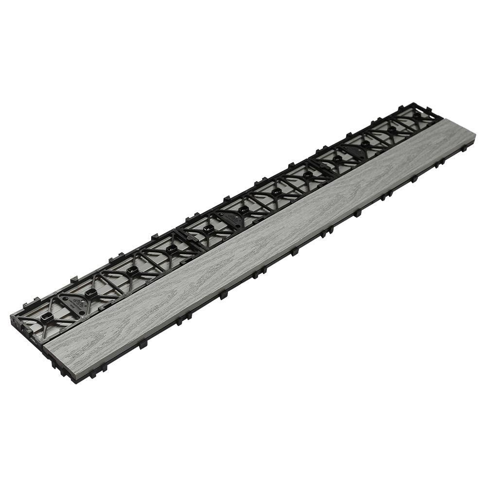 NewTechWood UltraShield Naturale 3 in. x 3 ft. Quick Composite Single Slat Deck Tile in Icelandic Smoke White (4-Pieces Per Box)