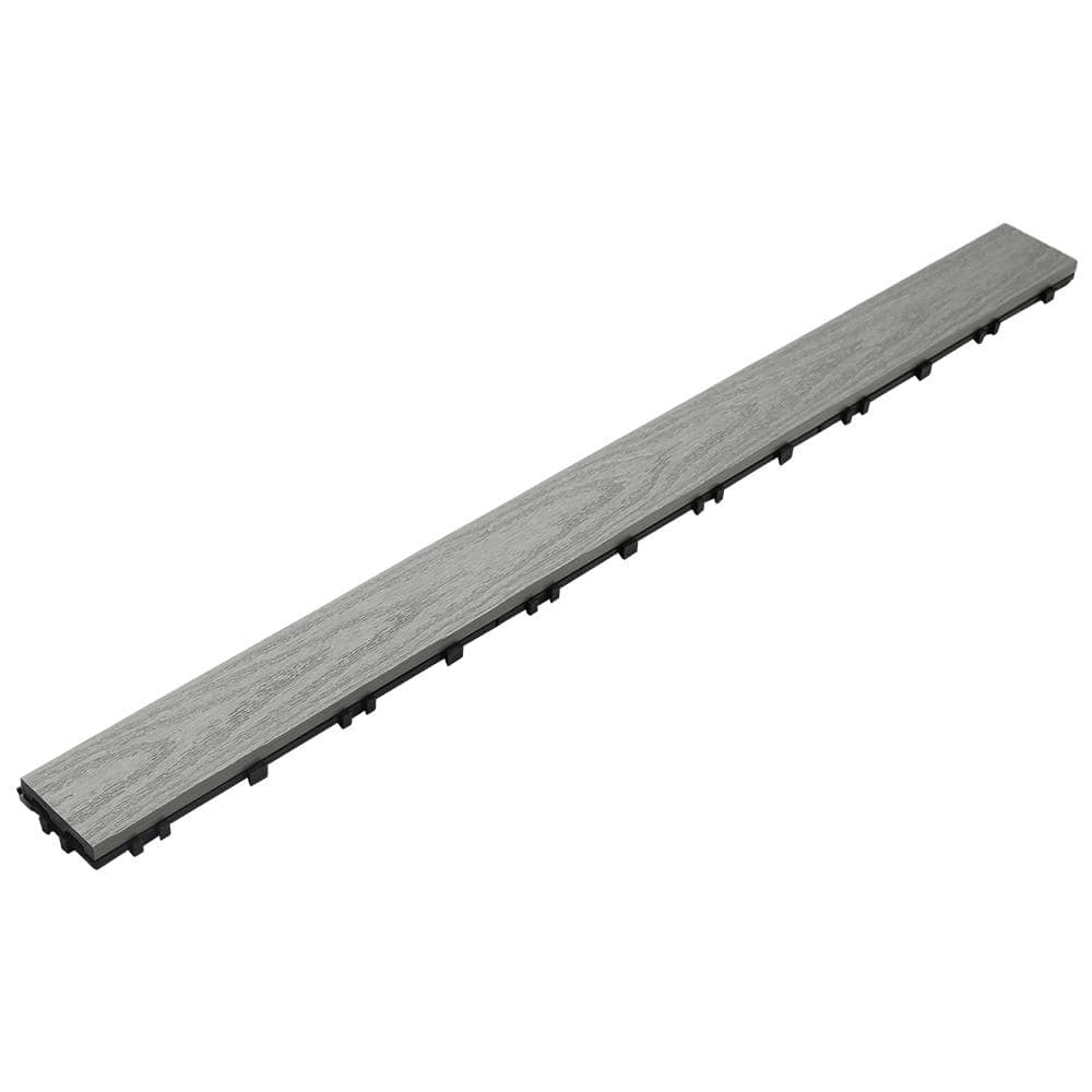 NewTechWood UltraShield Naturale 3 in. x 3 ft. Quick Composite Single Slat Deck Tile in Icelandic Smoke White (4-Pieces Per Box)