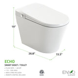 ENVO Echo Elongated Smart Toilet Bidet with Auto Open, Auto Close, Auto Flush, and Heated Seat in White