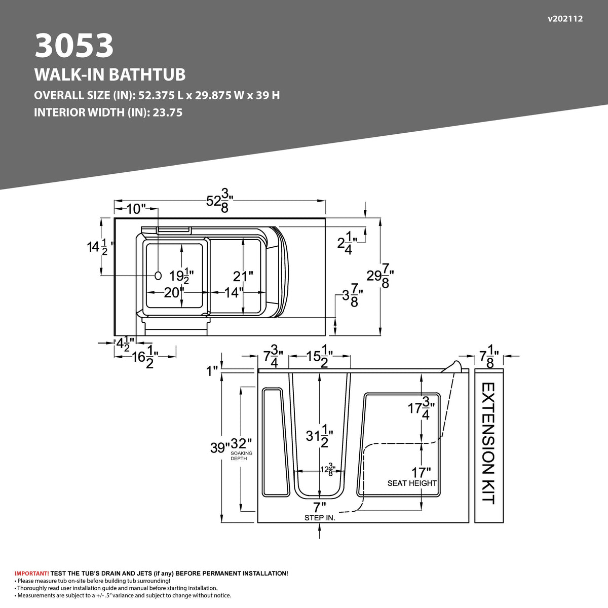 Universal Tubs HD Series 53 in. Left Drain Quick Fill Walk-In Whirlpool and Air Bath Tub with Powered Fast Drain – White