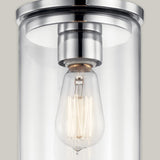 Kichler Crosby Chrome Clear Glass Cylinder Mini Pendant Light, 10.75-in H x 6-in Dia