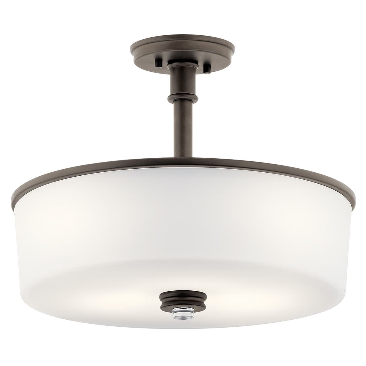Kichler Joelson Olde Bronze Transitional Etched Glass Drum Convertible Pendant/Semi-Flush, 17.75 in.