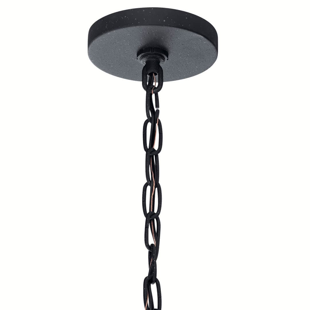 Kichler Barrington Distressed Black & Wood Tone Seeded Glass 4-Light Globe Pendant (21.25-in Dia)