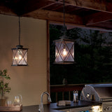 Kichler Argyle Weathered Zinc Outdoor Hanging Lantern with Clear Seeded Glass, 9.5 in. W x 16.75 in. H