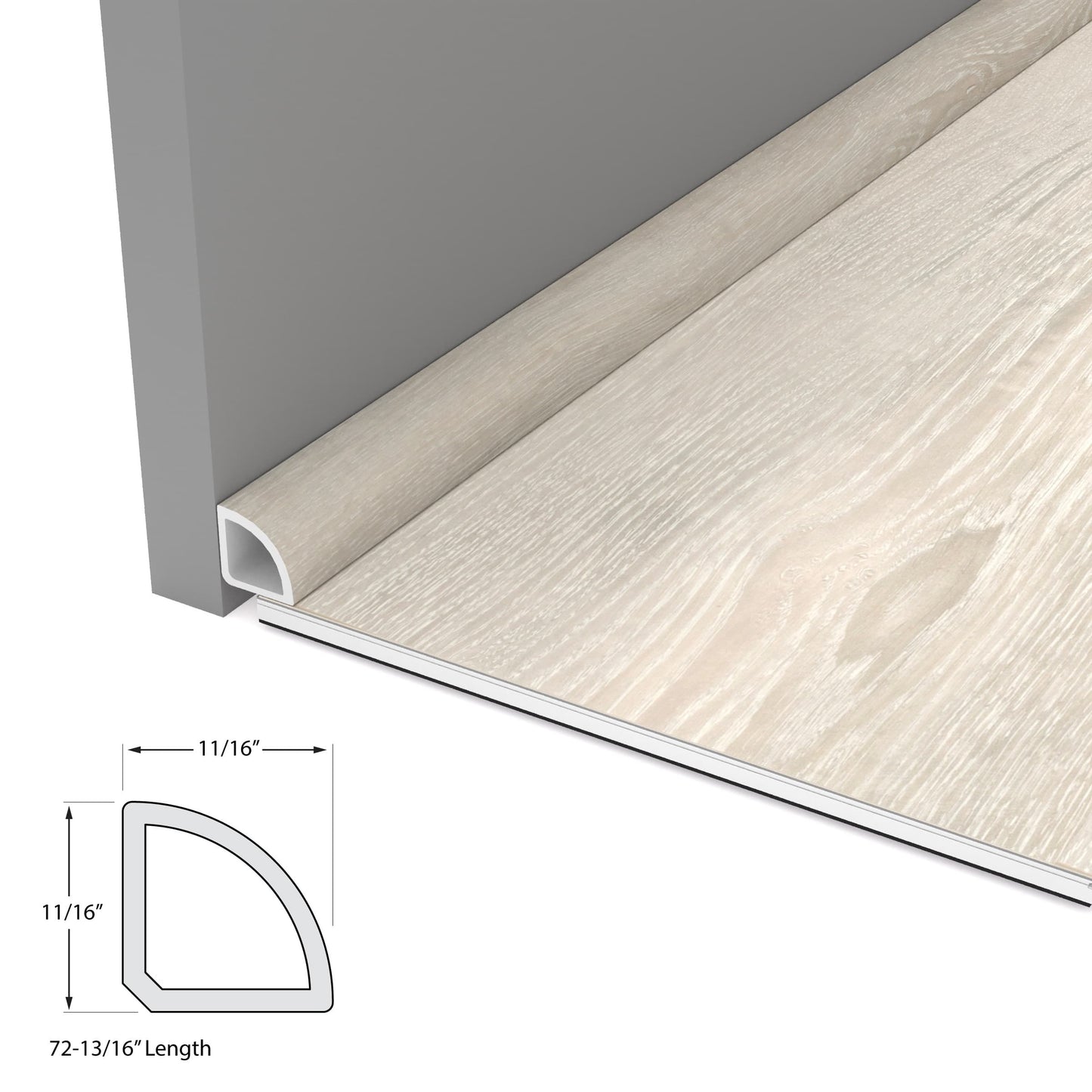 CALI Pro with Mute Step Castaway Oak 0.68-in x 72.83-in Vinyl Floor Quarter Round