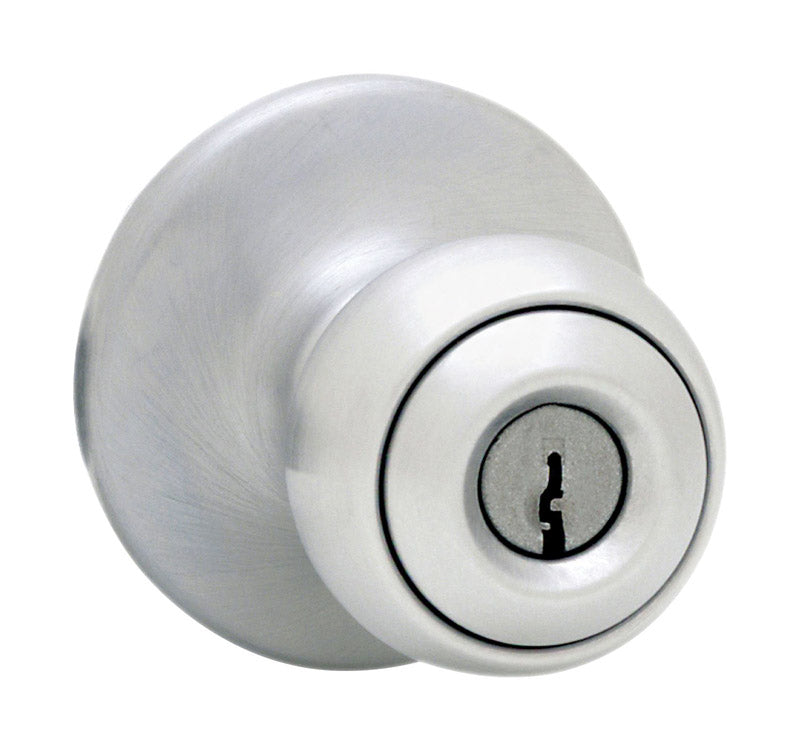 Kwikset Polo Satin Chrome Keyed Entry Knob, ANSI/BHMA Grade 3, 1-3/4 in. Max Door Thickness