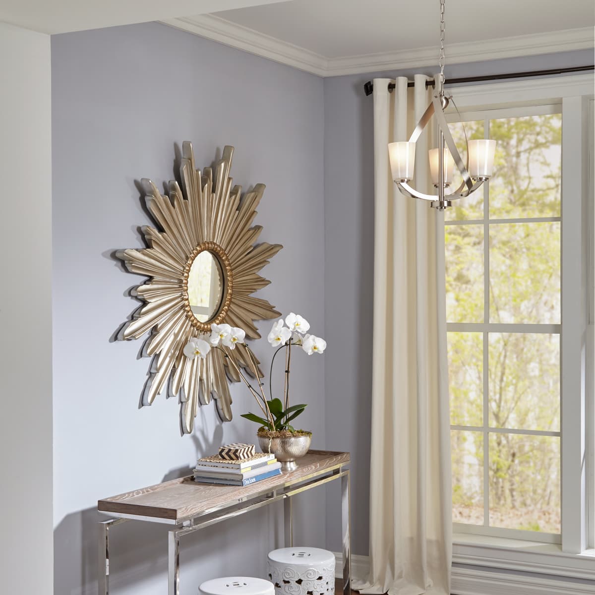 Kichler Layla 3-Light Brushed Nickel Modern/Contemporary Chandelier, 20 in H x 17.2 in Dia