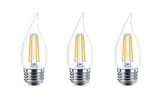 Philips 60-Watt Equivalent B11 Dimmable Edison LED Candle Light Bulb, Glass Bent Tip, Medium Base, Daylight 5000K, 6-Pack