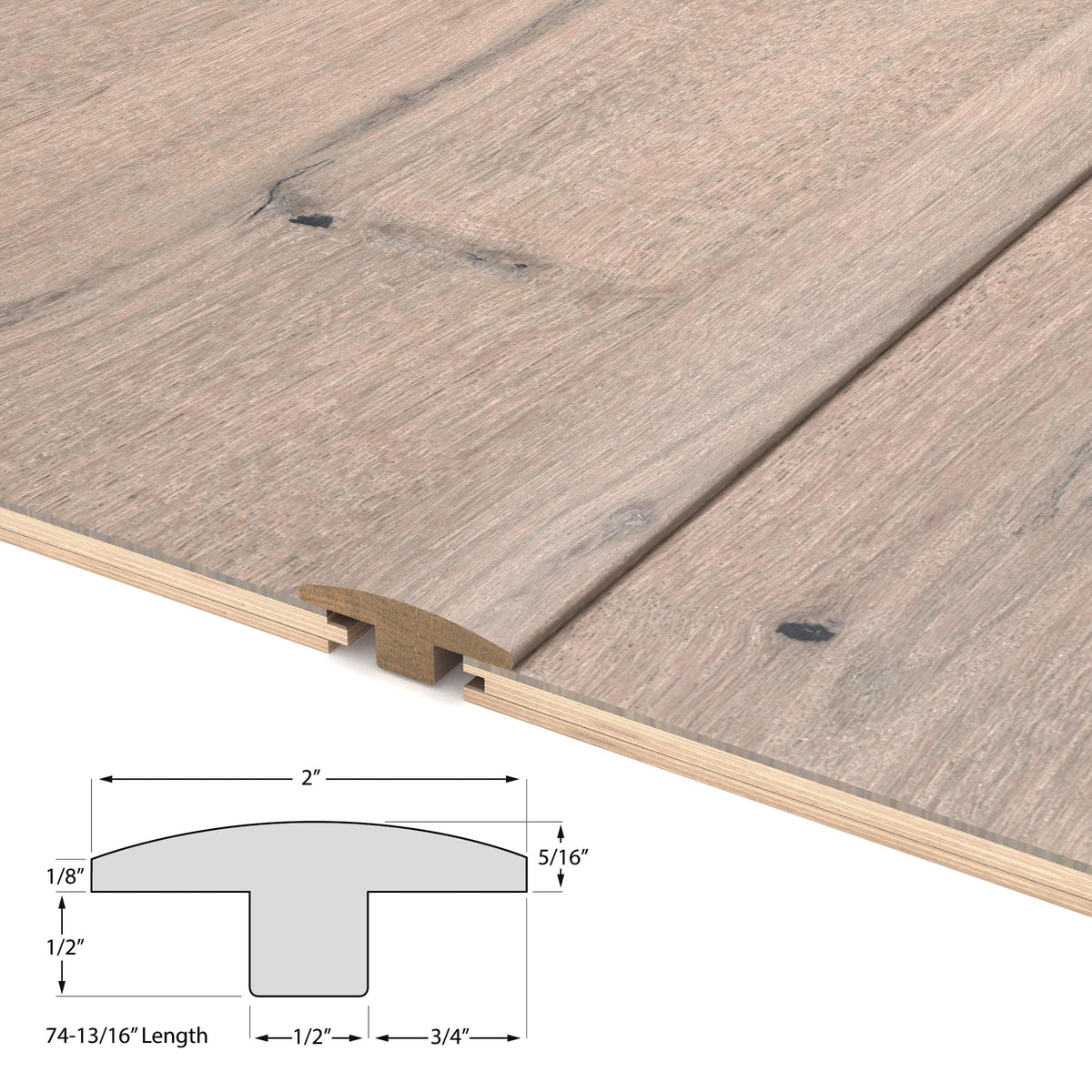 CALI Tawny Oak 0.56-in T x 2-in W x 74.81-in L Wood Floor T-Moulding