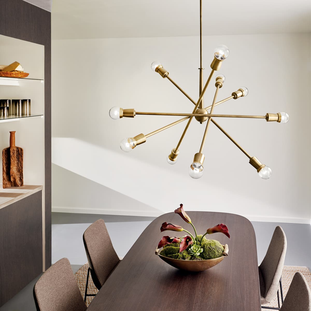 Kichler Armstrong 10-Light Natural Brass Modern/Contemporary Chandelier, 53.5" H x 47" DIA
