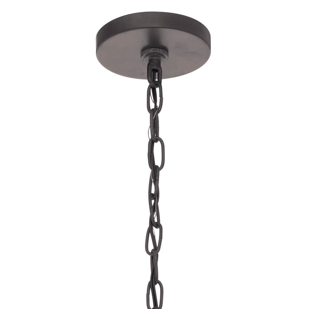 Kichler Barrington Anvil Iron & Distressed Antique Gray Seeded Glass Globe Pendant Light, 21.25 in