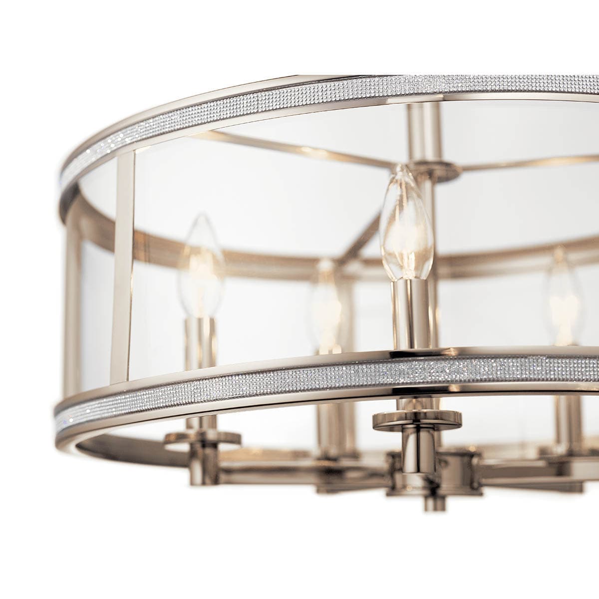 Kichler Angelica Polished Nickel Modern/Contemporary Clear Glass 5-Light Drum Pendant, 20" Dia x 15.38" H