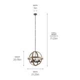 Kichler Barrington Anvil Iron & Distressed Antique Gray Seeded Glass Globe Pendant Light, 21.25 in