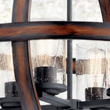 Kichler Barrington Distressed Black & Wood Tone Seeded Glass 4-Light Globe Pendant (21.25-in Dia)