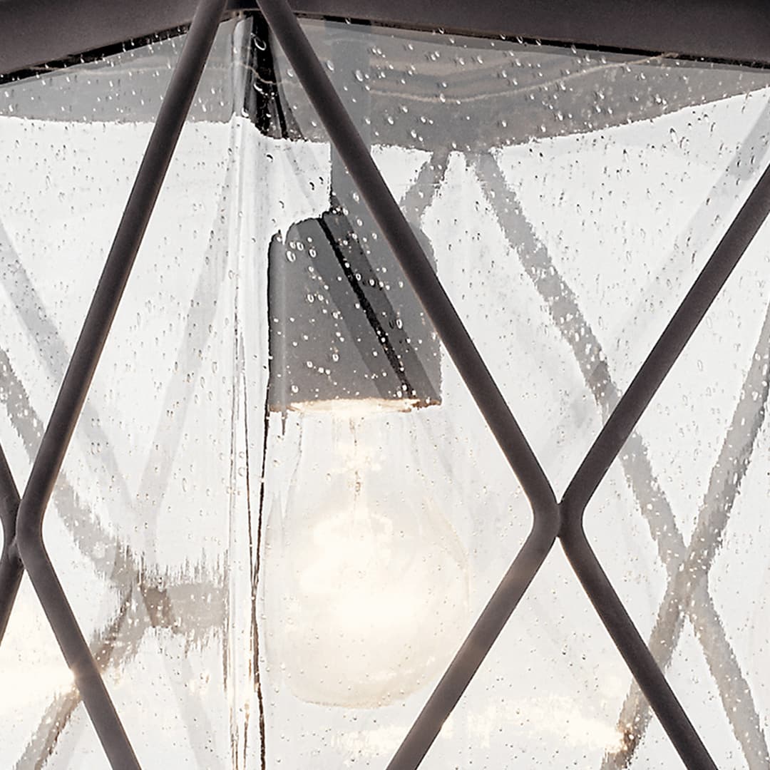 Kichler Argyle Weathered Zinc Outdoor Hanging Lantern with Clear Seeded Glass, 9.5 in. W x 16.75 in. H