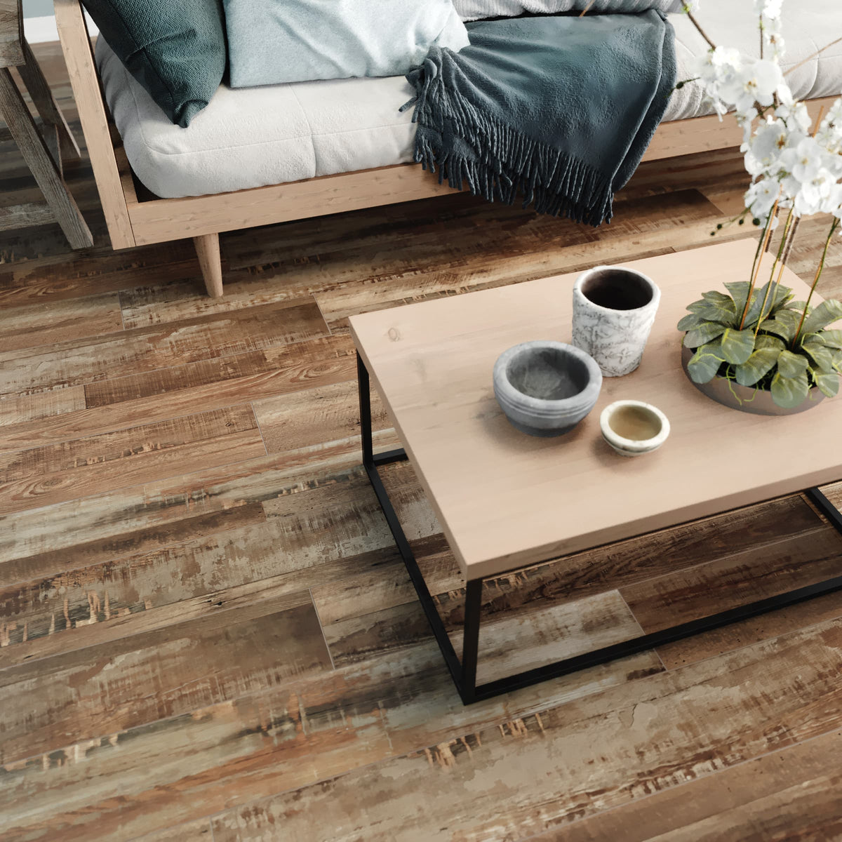 CALI Vinyl Mute Step Redefined Pine 6.5 mm x 7 in. W x 48 in. L Water-Resistant Luxury Vinyl Plank Flooring (24.03 sq. ft./case)